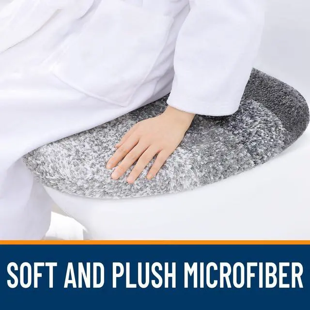 Alt view image 2 of 7 - Soft Microfiber Bathroom Toilet Lid Cover, 17.5x15, Gray