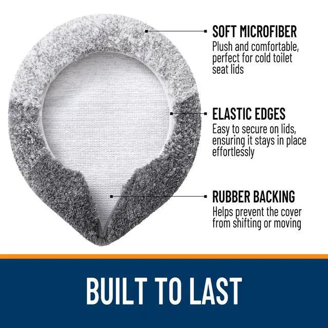Alt view image 3 of 7 - Soft Microfiber Bathroom Toilet Lid Cover, 17.5x15, Gray