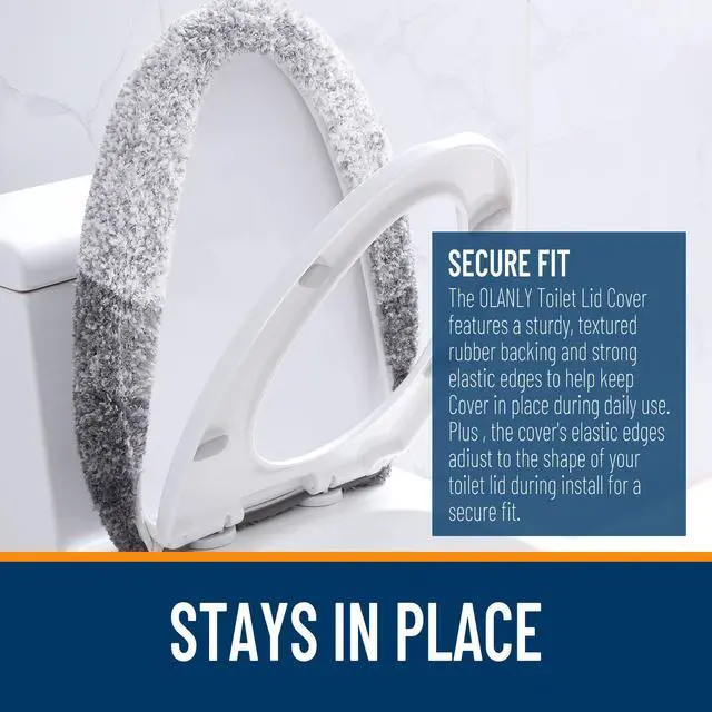 Alt view image 4 of 7 - Soft Microfiber Bathroom Toilet Lid Cover, 17.5x15, Gray