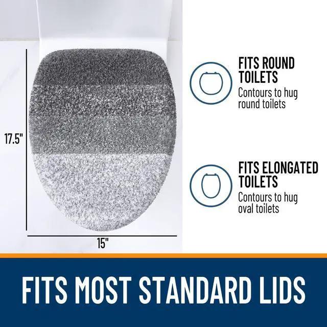 Alt view image 5 of 7 - Soft Microfiber Bathroom Toilet Lid Cover, 17.5x15, Gray