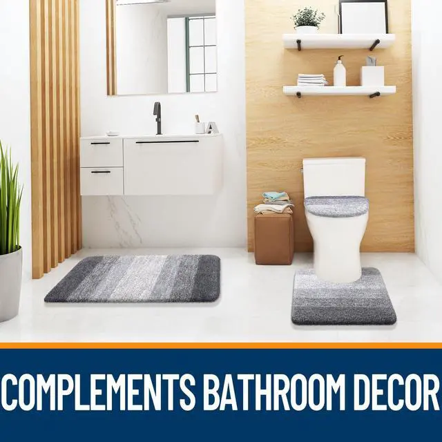 Alt view image 7 of 7 - Soft Microfiber Bathroom Toilet Lid Cover, 17.5x15, Gray