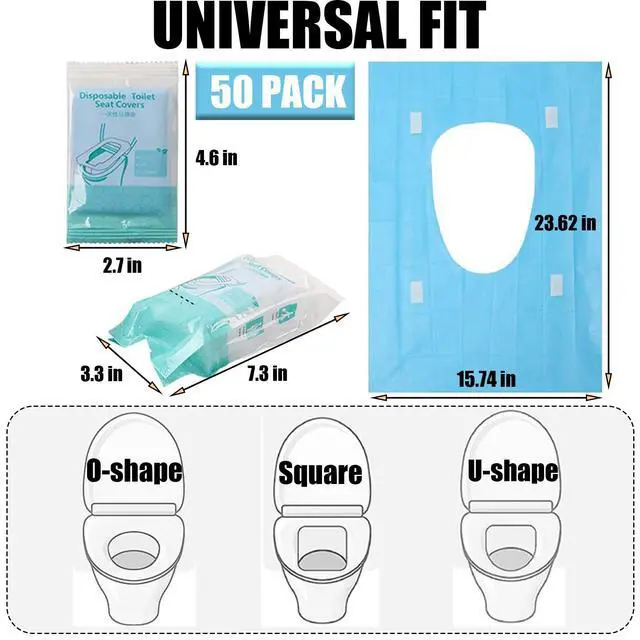 Alt view image 2 of 7 - 50 Pack Toilet Seat Covers Disposable 16x24 Inch XL (50, Blue)