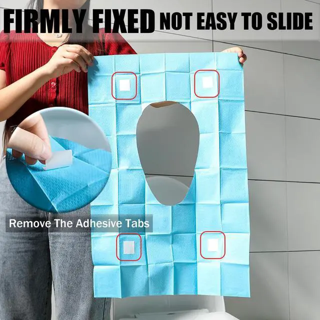 Alt view image 4 of 7 - 50 Pack Toilet Seat Covers Disposable 16x24 Inch XL (50, Blue)