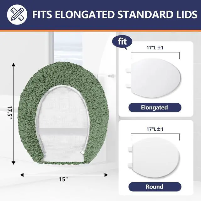 Alt view image 2 of 7 - Soft Microfiber Toilet Seat Cover 17.5" x 15" Machine Washable