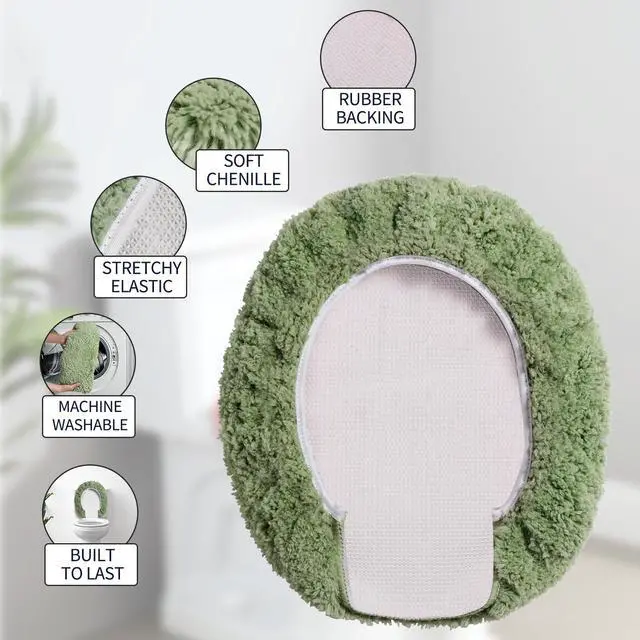 Alt view image 4 of 7 - Soft Microfiber Toilet Seat Cover 17.5" x 15" Machine Washable