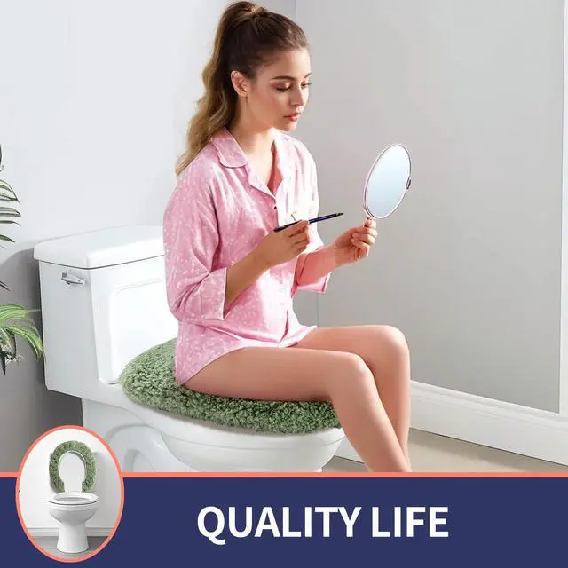 Alt view image 6 of 7 - Soft Microfiber Toilet Seat Cover 17.5" x 15" Machine Washable