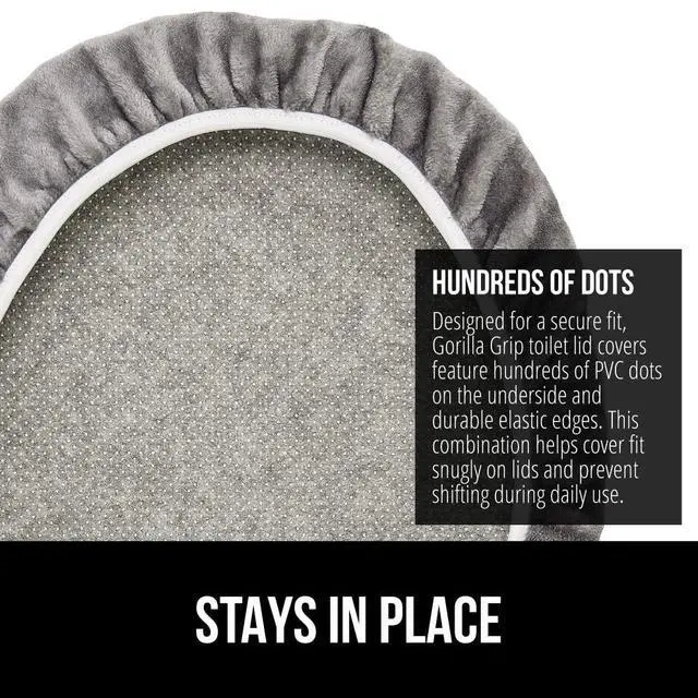 Alt view image 3 of 7 - Thick Memory Foam Bathroom Toilet Lid Seat Cover, Soft Velvet Topside, Machine Wash, Plush Cushioned Covers Fits Most Size Lids, Decorative Bath Room Accessories, 19.5x18.5, Grey