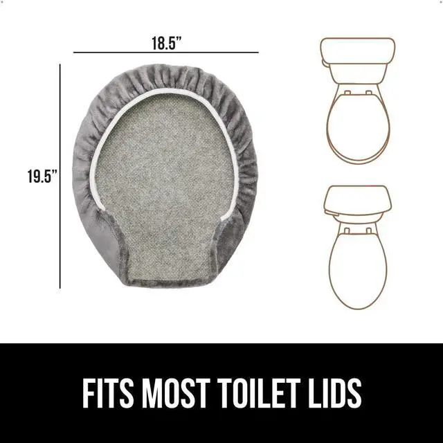 Alt view image 5 of 7 - Thick Memory Foam Bathroom Toilet Lid Seat Cover, Soft Velvet Topside, Machine Wash, Plush Cushioned Covers Fits Most Size Lids, Decorative Bath Room Accessories, 19.5x18.5, Grey