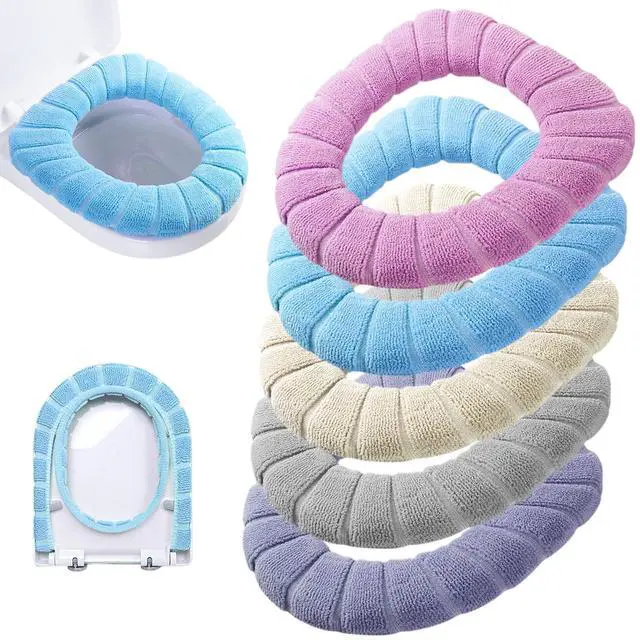 Main image of 5 Pack Thicker Bathroom Toilet Seat Cover Pads- Soft Warmer Toilet Seat Cushion Cover Stretchable Washable Fiber Cloth, Easy Installation Comfortable Toilet Lid Seat Cover(Pumpkin Modelling)