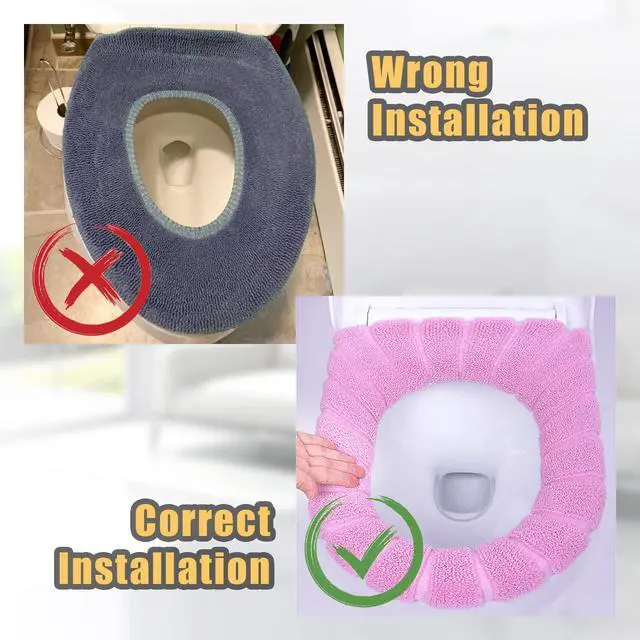 Alt view image 6 of 7 - 5 Pack Thicker Bathroom Toilet Seat Cover Pads- Soft Warmer Toilet Seat Cushion Cover Stretchable Washable Fiber Cloth, Easy Installation Comfortable Toilet Lid Seat Cover(Pumpkin Modelling)