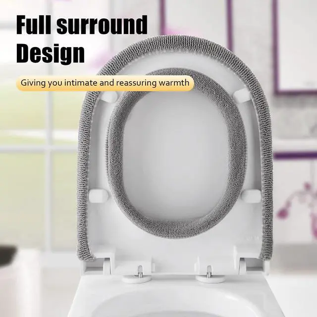 Alt view image 7 of 7 - 5 Pack Thicker Bathroom Toilet Seat Cover Pads- Soft Warmer Toilet Seat Cushion Cover Stretchable Washable Fiber Cloth, Easy Installation Comfortable Toilet Lid Seat Cover(Pumpkin Modelling)