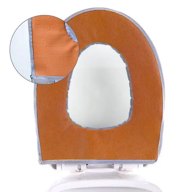 Alt view image 4 of 6 - Soft Toilet Seat Cushion Washable and Comfortable Toilet Seat Cover Pads Reusable Thicker Warmer Cover Pads with Zipper (Grey)