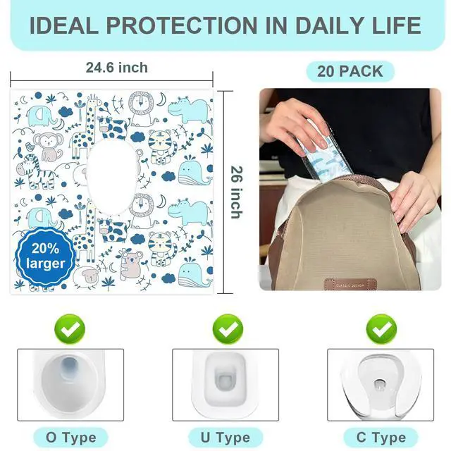 Alt view image 3 of 7 - 20 Pack Disposable Toilet Seat Covers for Travel, Individually Wrapped