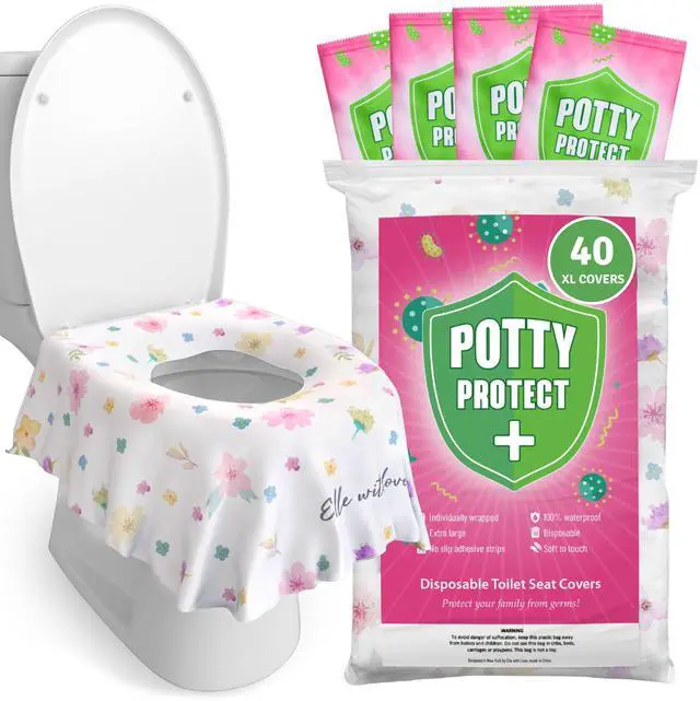 Main image of 40 Extra Large Disposable Toilet Seat Cover by Eli with Love Toddler Toilet Covers for Full Coverage On Toilet or Potty Ideal Travel Toilet Seat Covers for Kids and Adults (Floral)