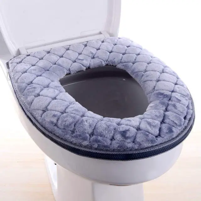 Main image of Toilet Seat Cushion - Soft, Thicker, Warmer Washable Covers with Zipper - Home Reusable (Gray)