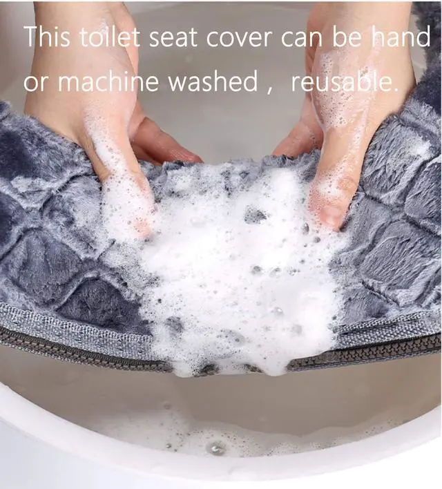 Alt view image 4 of 6 - Toilet Seat Cushion - Soft, Thicker, Warmer Washable Covers with Zipper - Home Reusable (Gray)