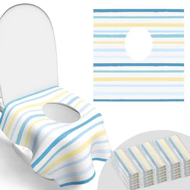 Main image of Toilet Seat Covers Disposable, Large Waterproof Potty Covers for Toddlers, Kids, and Adults, Toddler Potty Training for Public Restroom, Airplane, Trip, Individually Wrapped for Travel (Wave)