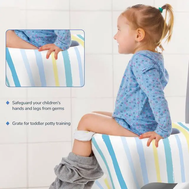 Alt view image 3 of 7 - Toilet Seat Covers Disposable, Large Waterproof Potty Covers for Toddlers, Kids, and Adults, Toddler Potty Training for Public Restroom, Airplane, Trip, Individually Wrapped for Travel (Wave)