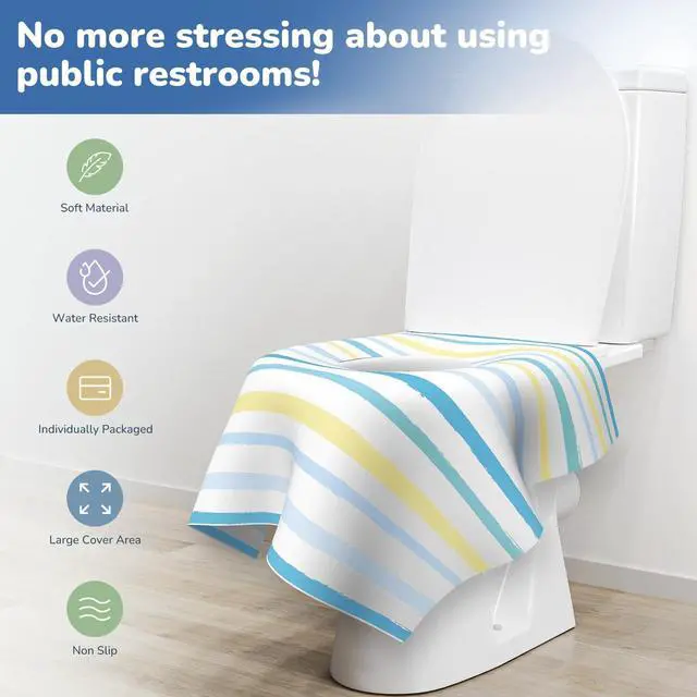 Alt view image 4 of 7 - Toilet Seat Covers Disposable, Large Waterproof Potty Covers for Toddlers, Kids, and Adults, Toddler Potty Training for Public Restroom, Airplane, Trip, Individually Wrapped for Travel (Wave)