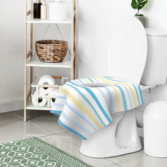 Alt view image 7 of 7 - Toilet Seat Covers Disposable, Large Waterproof Potty Covers for Toddlers, Kids, and Adults, Toddler Potty Training for Public Restroom, Airplane, Trip, Individually Wrapped for Travel (Wave)