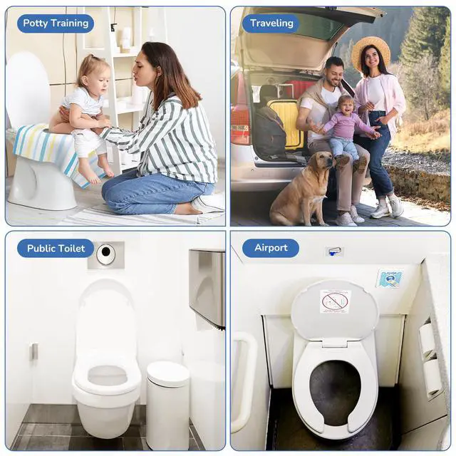 Alt view image 6 of 7 - Toilet Seat Covers Disposable, Large Waterproof Potty Covers for Toddlers, Kids, and Adults, Toddler Potty Training for Public Restroom, Airplane, Trip, Individually Wrapped for Travel (Wave)