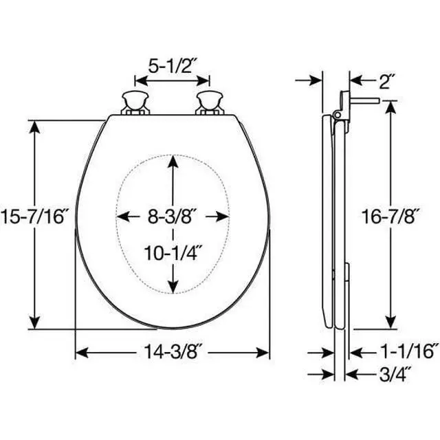 Alt view image 6 of 6 - 500EC 390 Toilet Seat with Easy Clean & Change Hinges, 1 Pack Round, Cotton White