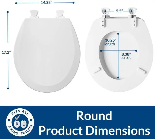 Alt view image 3 of 6 - 500EC 390 Toilet Seat with Easy Clean & Change Hinges, 1 Pack Round, Cotton White