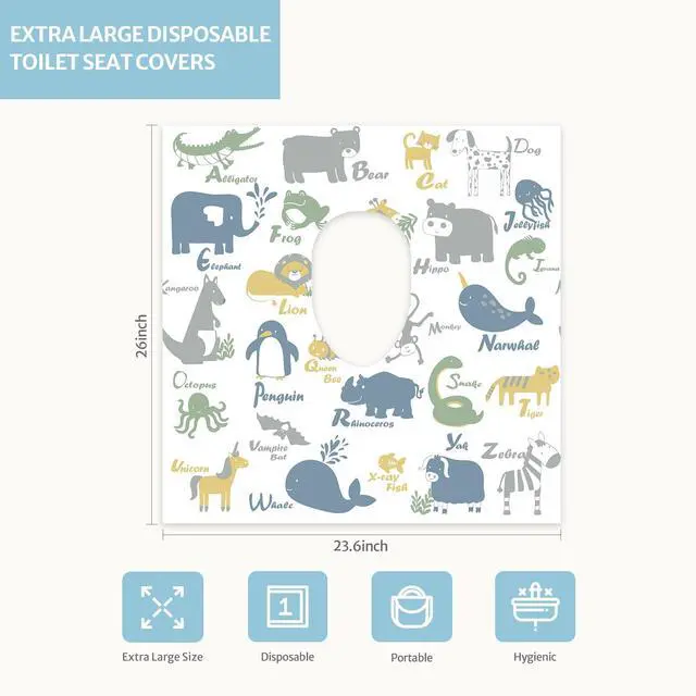 Alt view image 2 of 7 - 30 Pcs Toilet Seat Covers Disposable for Toddlers & Adults, Extra Large Waterproof, Portable Package for Travel, Kids Potty Training