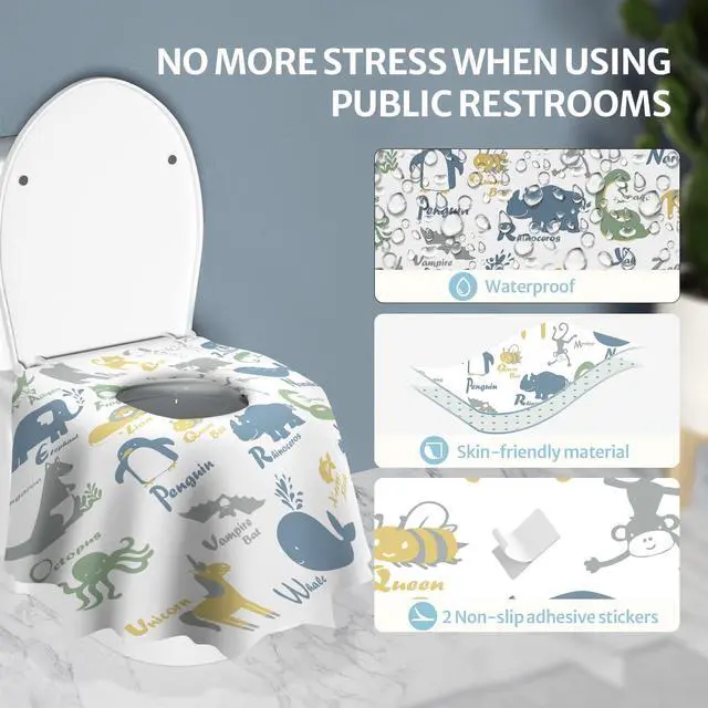 Alt view image 4 of 7 - 30 Pcs Toilet Seat Covers Disposable for Toddlers & Adults, Extra Large Waterproof, Portable Package for Travel, Kids Potty Training