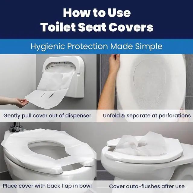 Alt view image 3 of 7 - Flushable Toilet Seat Covers - 1000 Pcs, 4 Packs of 250 - Disposable Paper Discreet Seats for Commercial Wall Dispenser, 16.75 x 14.25 Half-Fold, White