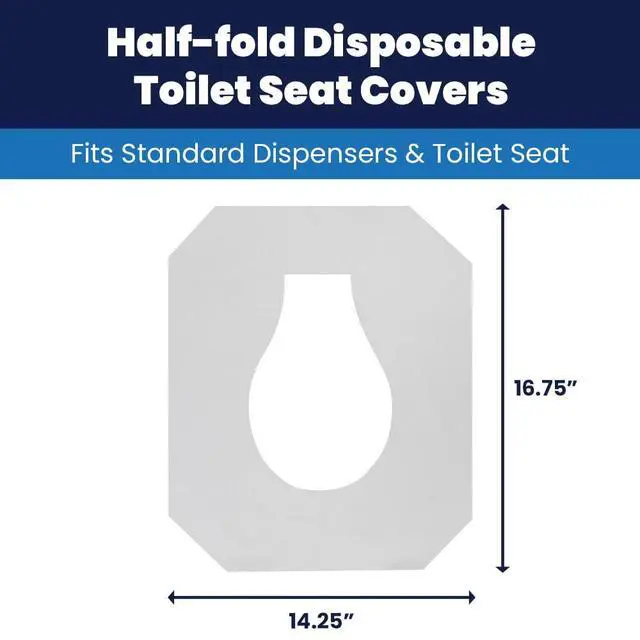 Alt view image 4 of 7 - Flushable Toilet Seat Covers - 1000 Pcs, 4 Packs of 250 - Disposable Paper Discreet Seats for Commercial Wall Dispenser, 16.75 x 14.25 Half-Fold, White