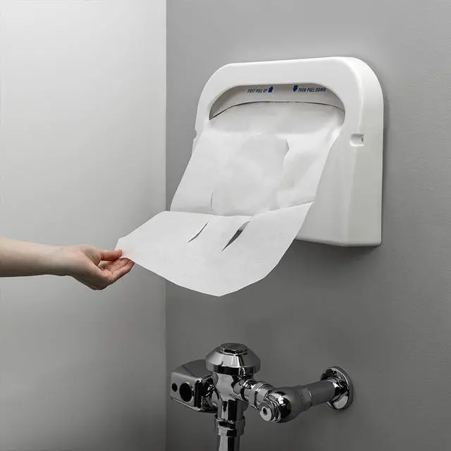 Alt view image 7 of 7 - Flushable Toilet Seat Covers - 1000 Pcs, 4 Packs of 250 - Disposable Paper Discreet Seats for Commercial Wall Dispenser, 16.75 x 14.25 Half-Fold, White