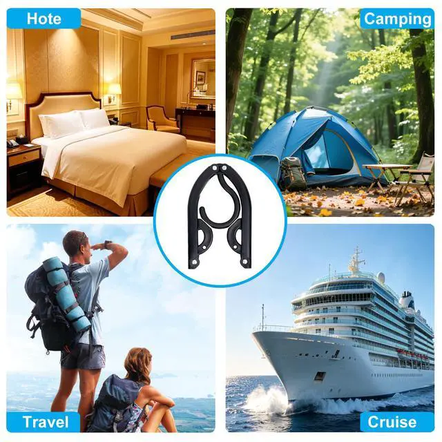 Alt view image 5 of 5 - 12PCS Travel Hangers, Portable Foldable Plastic Hangers for Cruise, Black
