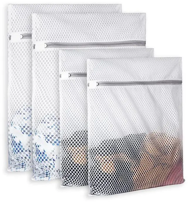 Main image of Extra Large Honeycomb Mesh Laundry Bag125gsm Net Fabric Durable and Reusable Delicate Wash Bag,Travel Organization Bag for Lingerie,Clothes,Jeans,Bath Towel,Sock (Set of 4(2L+2XL))