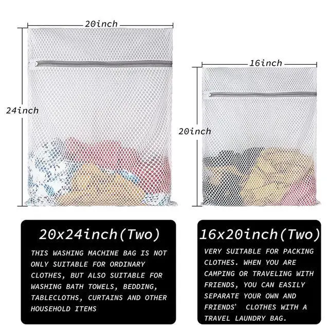 Alt view image 2 of 7 - Extra Large Honeycomb Mesh Laundry Bag125gsm Net Fabric Durable and Reusable Delicate Wash Bag,Travel Organization Bag for Lingerie,Clothes,Jeans,Bath Towel,Sock (Set of 4(2L+2XL))