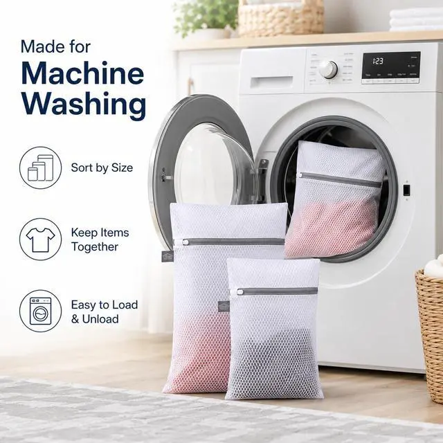 Alt view image 4 of 6 - Laundry Bags Mesh Wash Bags, Garment Bag for Washing Machine, 1L+1M