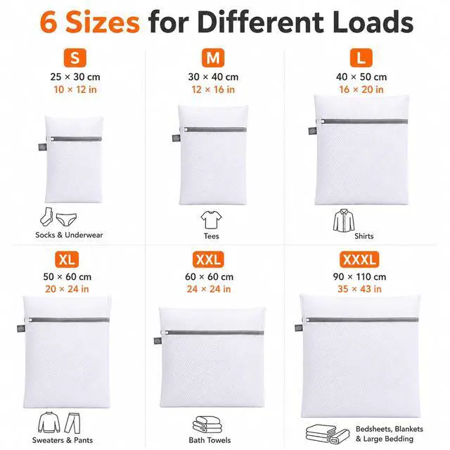 Alt view image 6 of 6 - Laundry Bags Mesh Wash Bags, Garment Bag for Washing Machine, 1L+1M