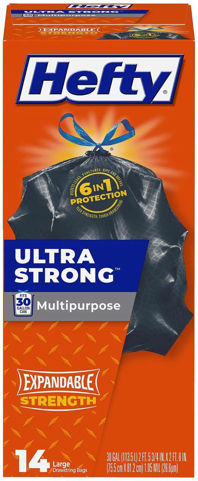 Main image of Ultra Strong 30 Gallon Trash Bags, Black, Unscented, 14ct