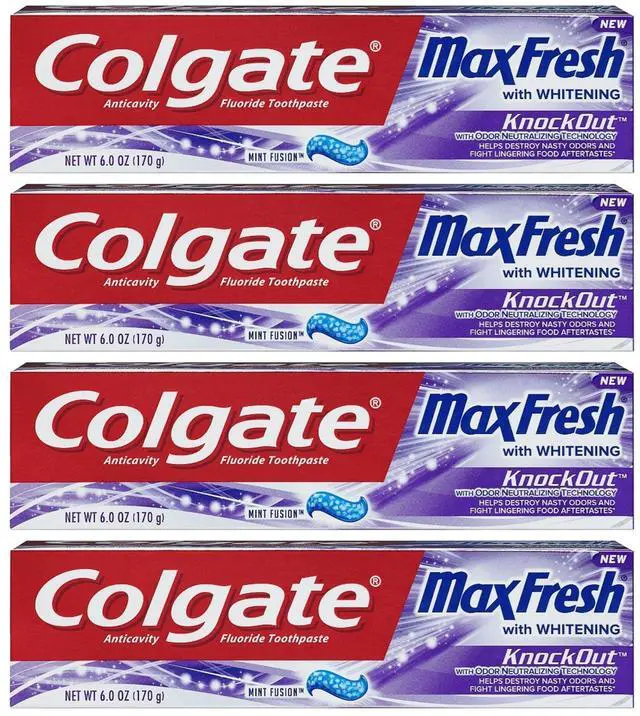 Main image of Max Fresh Toothpaste - KnockOut - With Odor Neutralizing Technology - Net Wt. 6 OZ (170 g) Per Tube - Pack of 4 Tubes