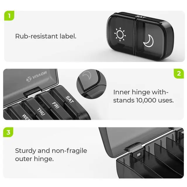Alt view image 3 of 7 - Weekly Pill Organizer 2 Times a Day, One-Side Large Opening, EasyUse