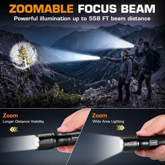 Alt view image 3 of 7 - Tactical Flashlight, Heavy-Duty Flashlight Battery Powered(1Pack)