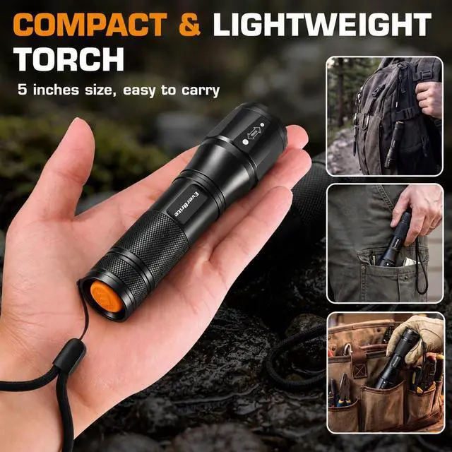 Alt view image 5 of 7 - Tactical Flashlight, Heavy-Duty Flashlight Battery Powered(1Pack)