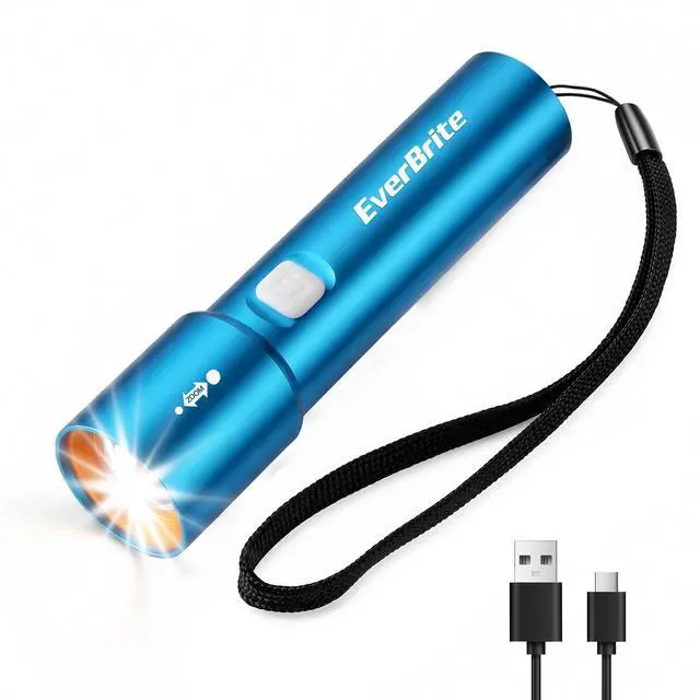 Main image of Small EDC Rechargeable Flashlight with 3 Modes-Blue 1 Pack