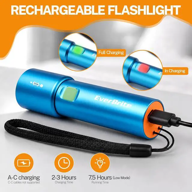 Alt view image 6 of 7 - Small EDC Rechargeable Flashlight with 3 Modes-Blue 1 Pack