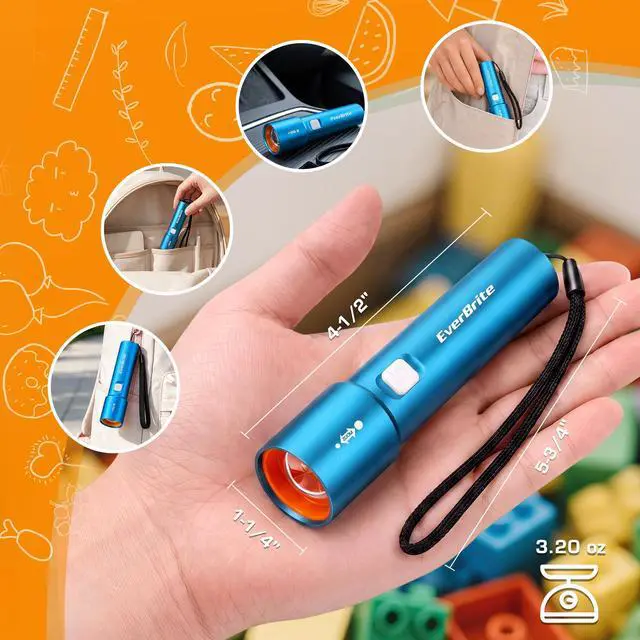 Alt view image 3 of 7 - Small EDC Rechargeable Flashlight with 3 Modes-Blue 1 Pack