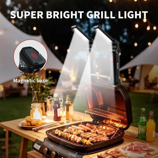 Alt view image 7 of 7 - Tool Gifts for Men Dad Him, Rechargeable Work Lights, LED Work Light with Magnetic Base & Hanging Hook, 360°Rotate Rechargeable Flashlights for Mechanics Car Repair Home, Camping (2 Pack)