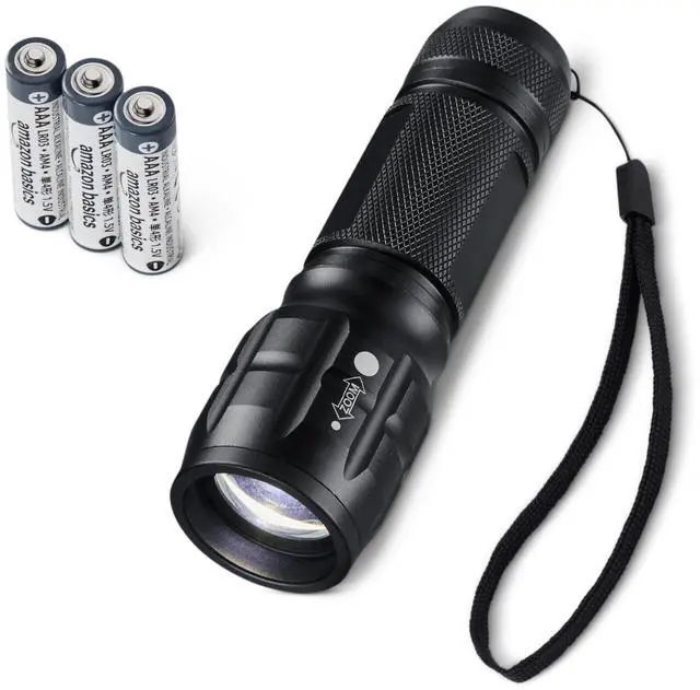 Main image of Tactical Flashlight, Durable Waterproof 140 Lumens LED, 3 Light Modes, Zoomable Beam, Black