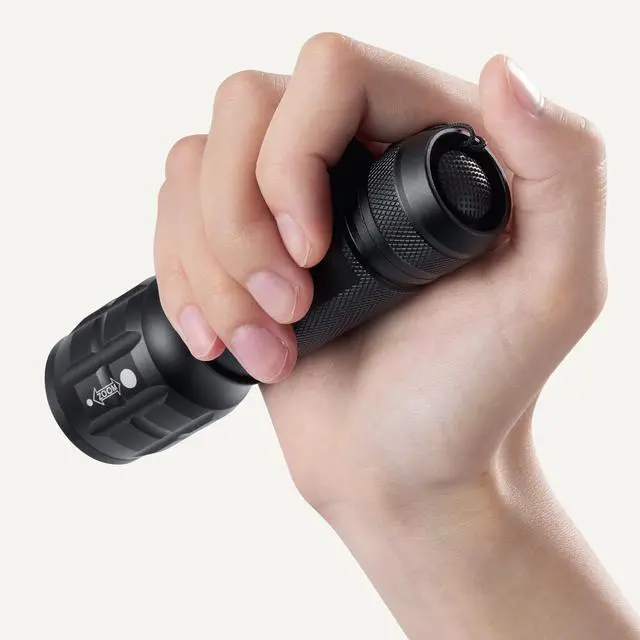 Alt view image 3 of 5 - Tactical Flashlight, Durable Waterproof 140 Lumens LED, 3 Light Modes, Zoomable Beam, Black