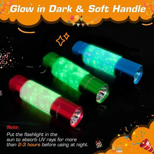 Alt view image 3 of 7 - 3-Pack Mini Flashlights, Glow in Dark Flashlights