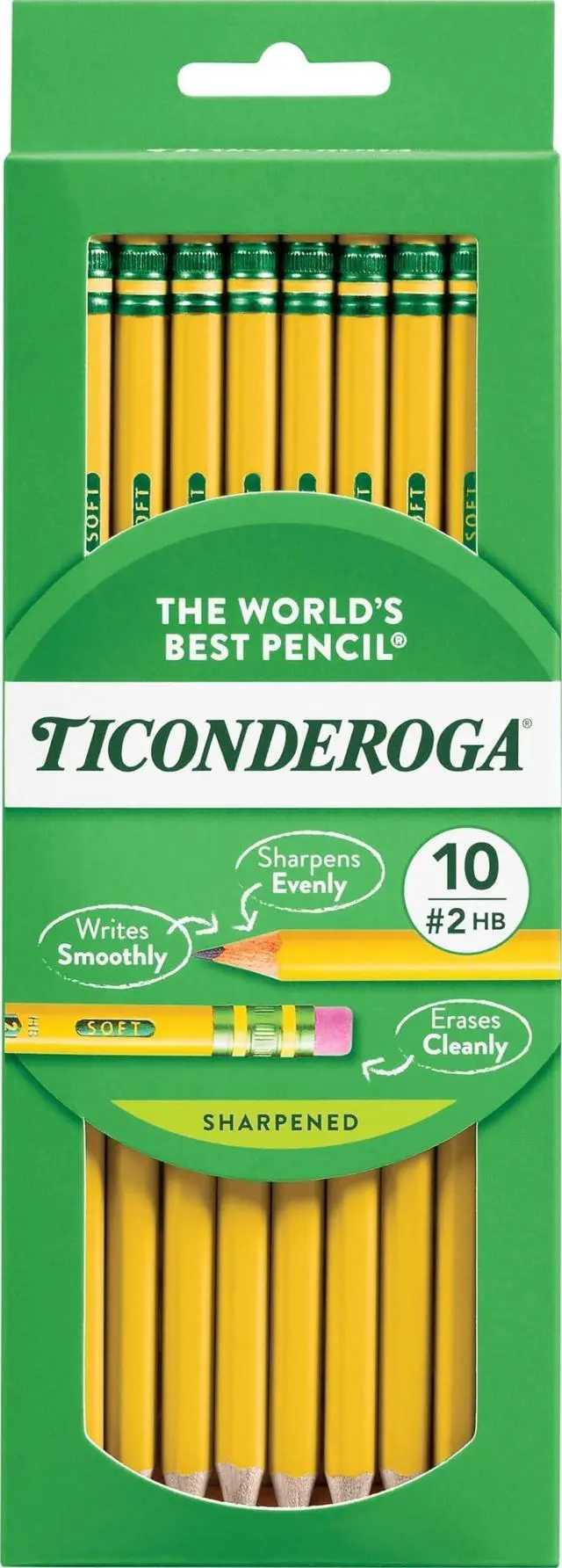 Main image of Wood-Cased Pencils, Pre-Sharpened, 2 HB Soft, Yellow, 10 Count